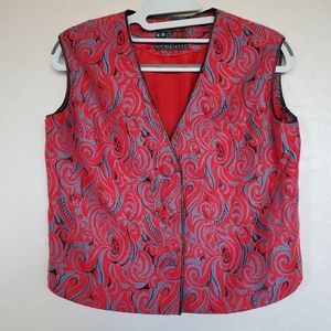 Red Black Gray Paisley Design Vest S/M